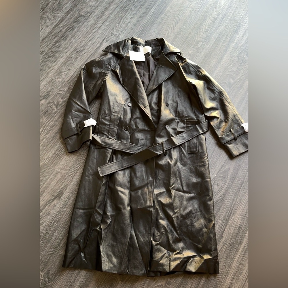 Black Leather Trench Coat